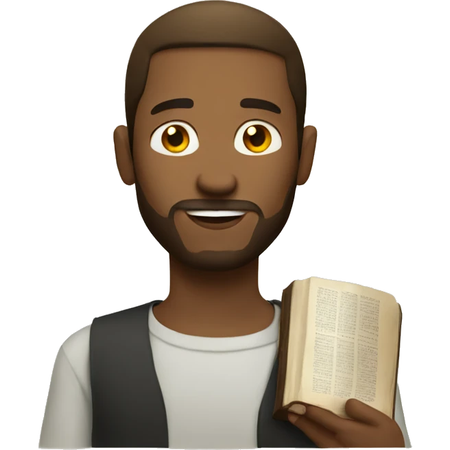 White man with bible modern emoji