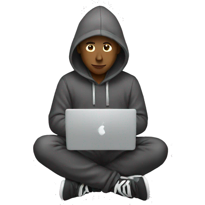 Man with hoodie typing on computer emoji