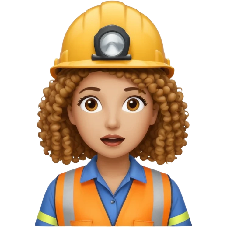 surprised construction worker curly haired woman wearing ppe emoji