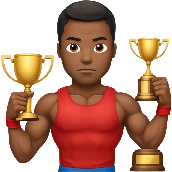 Black man champion holding a trophy emoji