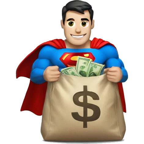 Superman with bag of money emoji
