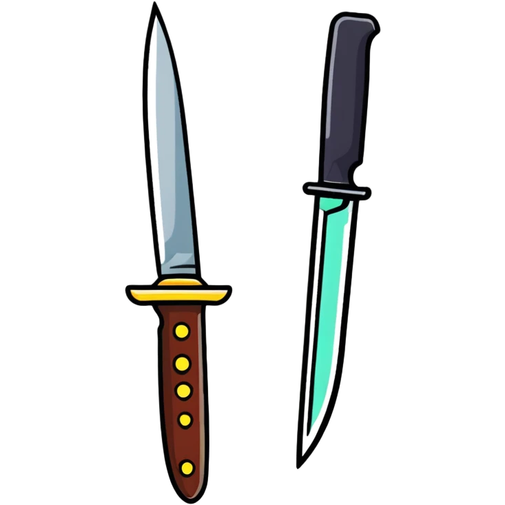 Roblox Murder Mystery logo with playful cartoon look, knife and question mark, sticker style emoji