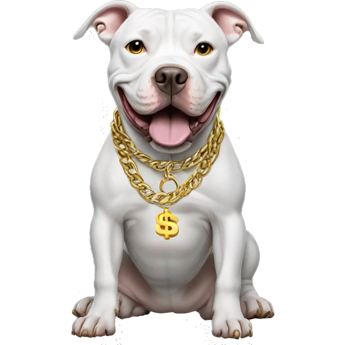  pitbull with gold chain with dollar sign emoji