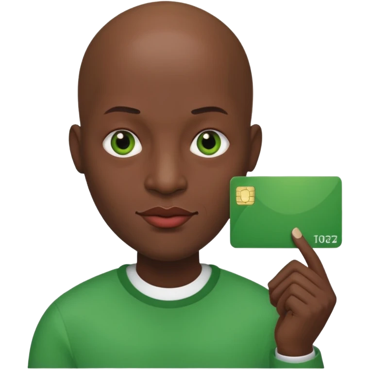 Bald man with huge lips holding a green card  emoji