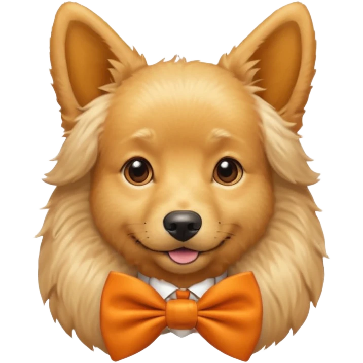 golden dog with orange bow tie emoji