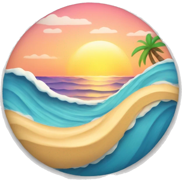 beach waves with sunset emoji