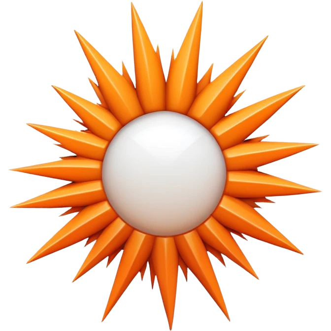 iOS-style 3D emoji: abstract jagged burst with sharp spikes, bright white center fading to soft orange, subtle shadows and glossy highlights, conveying sudden impact; no faces, no text, no yellow emoji faces emoji