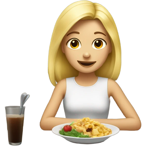 Blonde girl eating emoji