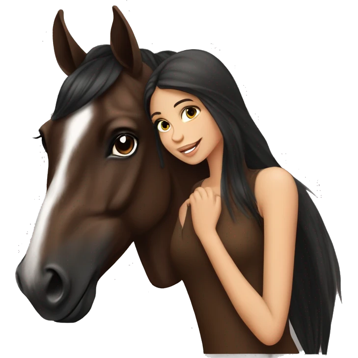 Dark brown arabian horse with beautiful girl emoji