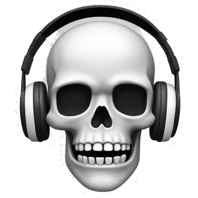 BLACK SKULL WITH WHITE HEADPHONES  emoji