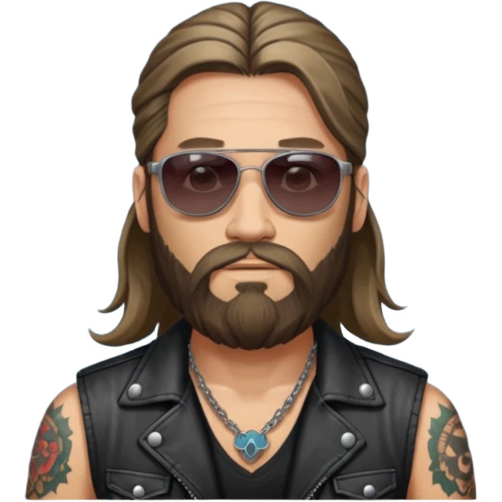 biker gang with sunglass and rugged guy bearded long hair in tatoots emoji