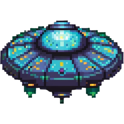 Retro flying saucer spaceship with glowing lights emoji