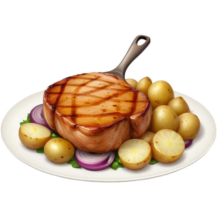 pork chops with onions and potatoes emoji