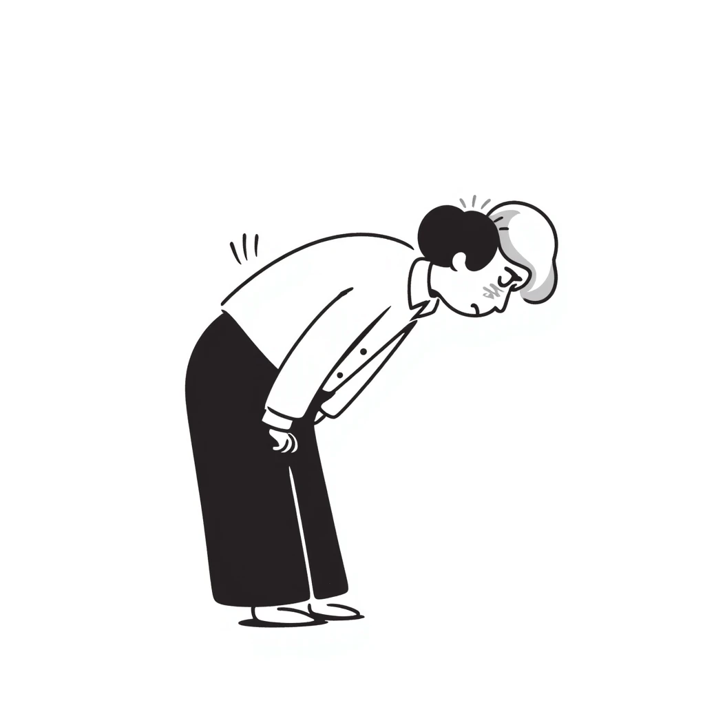old person with back pain doodle drawing emoji