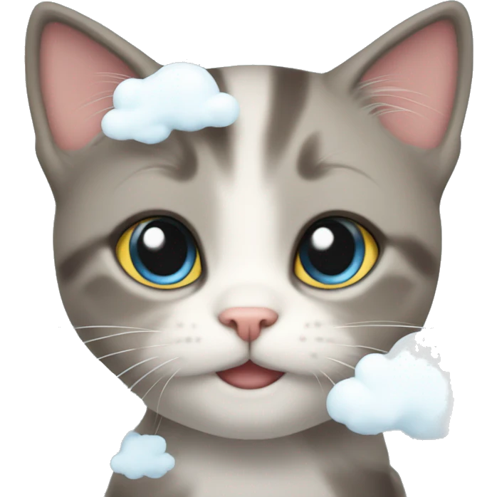 super cute kitten with cloud emoji