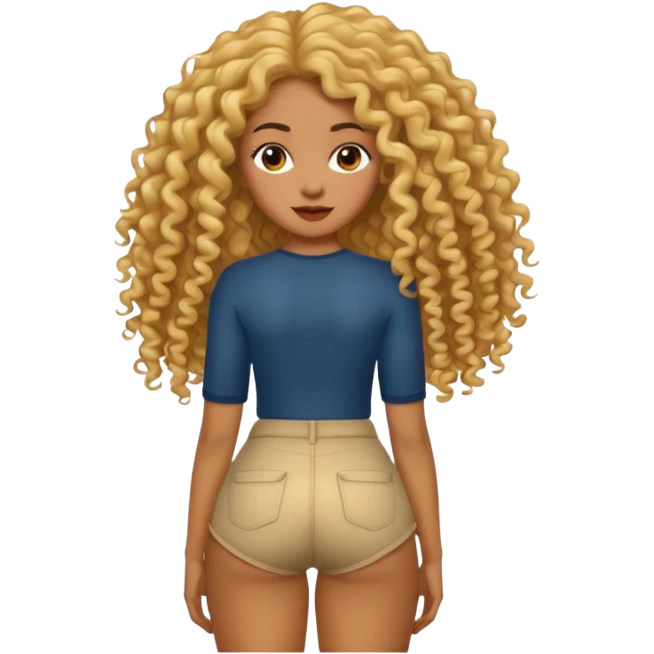 Uma mulher negra da pele clara com cabelo cacheados bem longo até a bunda  emoji