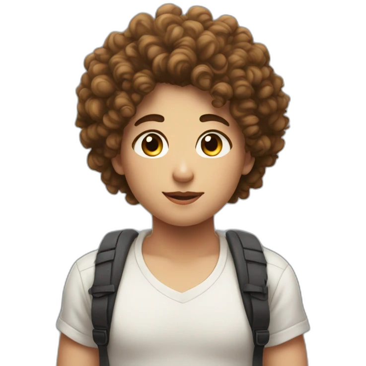 thicc boy with thicc girl, curly hair, white emoji