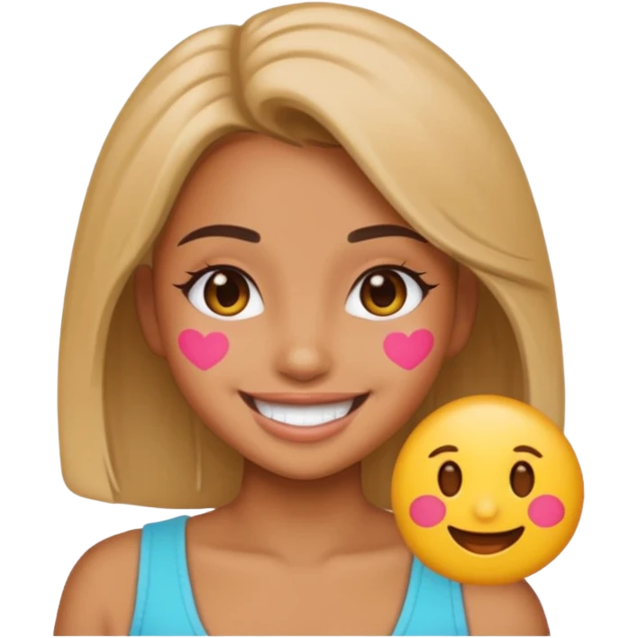 A baddie girl giving cute vibes but don't make it look like more of a human emoji more of a emoji emoji