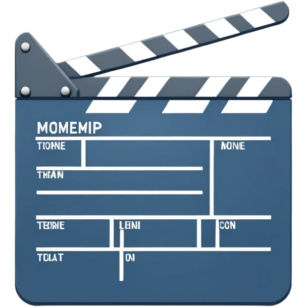 flat design movie slate with geometric shape and one diagonal line emoji