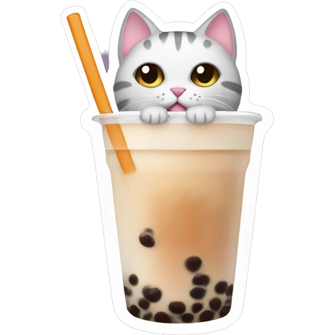 Cat with boba tea  emoji