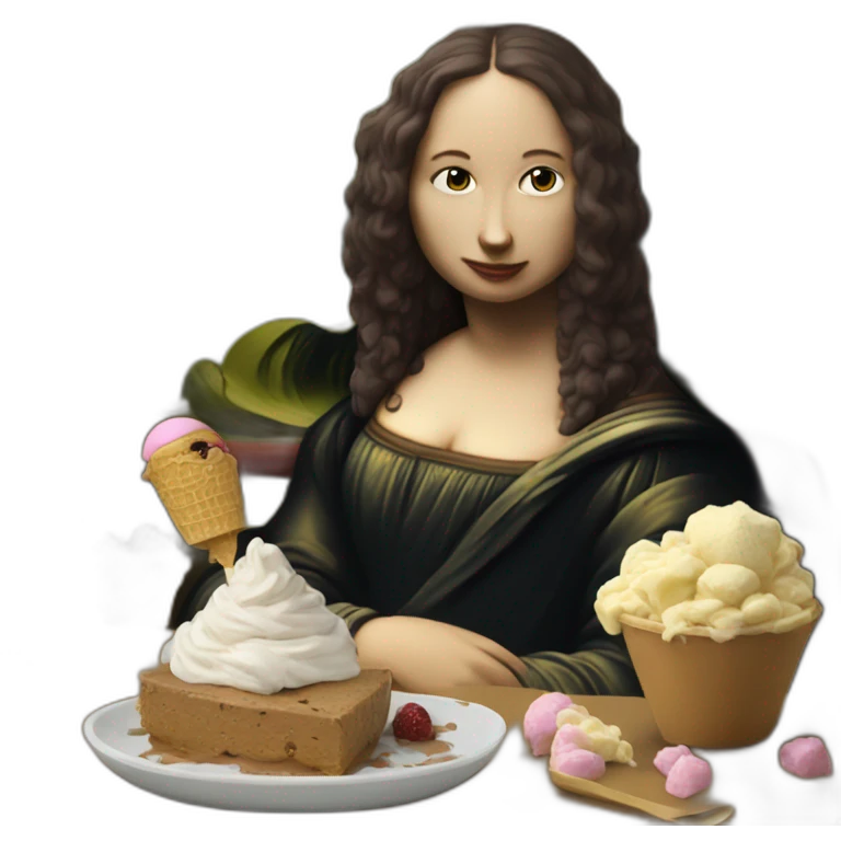 Mona Lisa eat ice cream emoji