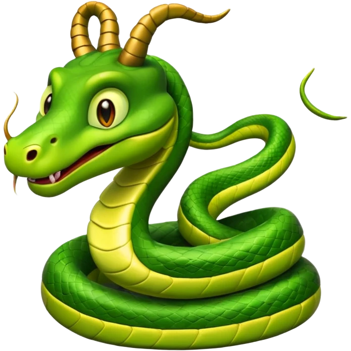 Green Cartoon snake with horns  emoji