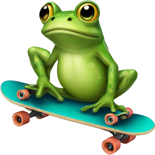 Frog with skateboard emoji
