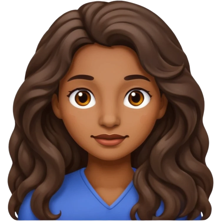 Uma mulher morena de cabelo onduladoe longo e um sinal na bochecha emoji