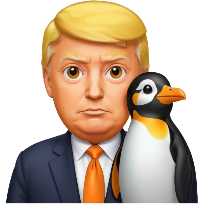 trump 抱企鹅 黄色脸emoji emoji
