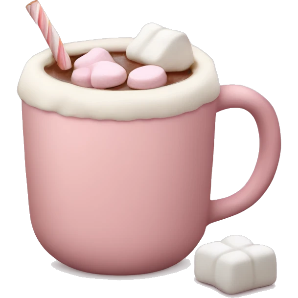 Light Pink mug of hot chocolate with marshmallows  emoji
