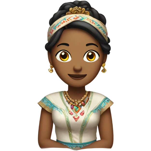 Sitting pretty woman with ethnic costume emoji