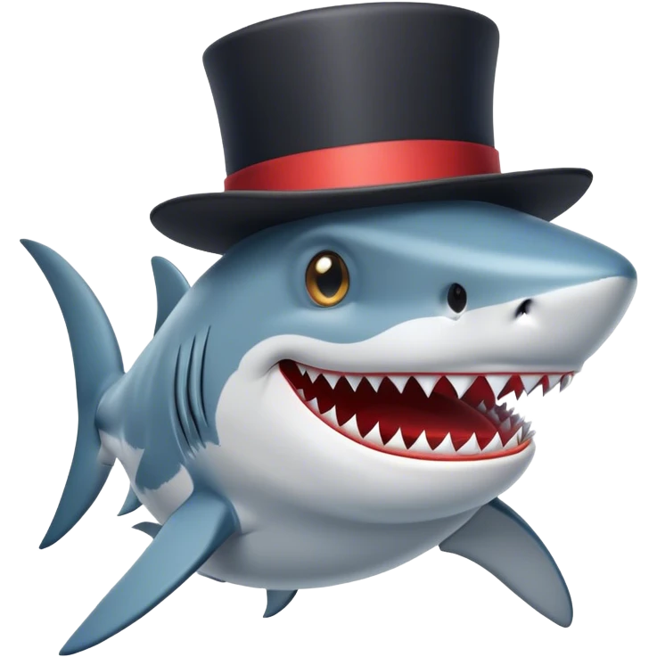 Shark with a top hat emoji