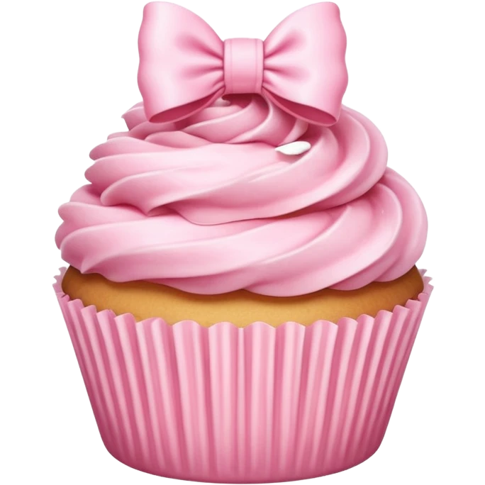 pastel pink cupcake with a bow on the wrapper emoji