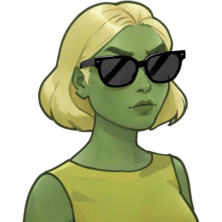 Grumpy Blonde hair, blue eyed gal emoji