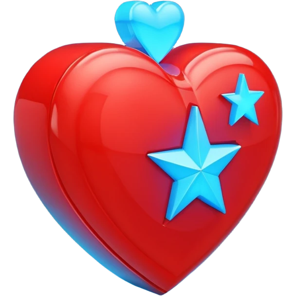 A blocky geometric red 3D heart with a glowing blue star inside emoji