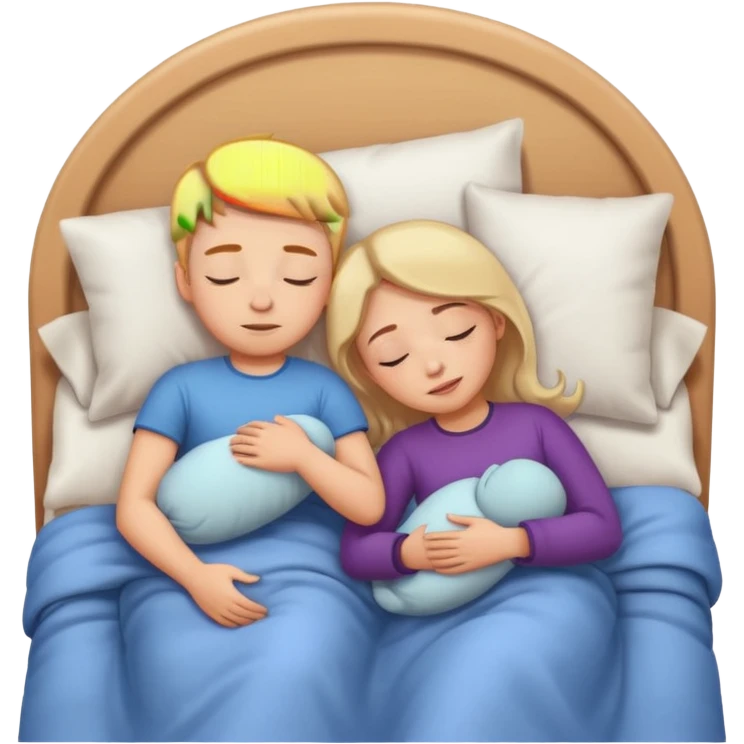 Girl with boy sleep to bed emoji