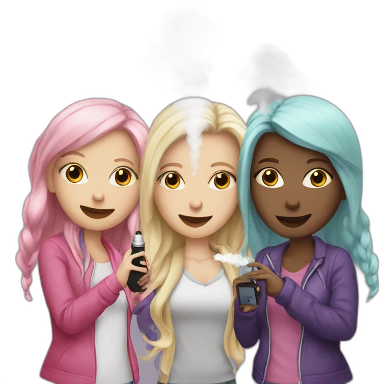 3 white girls thogether who vape emoji