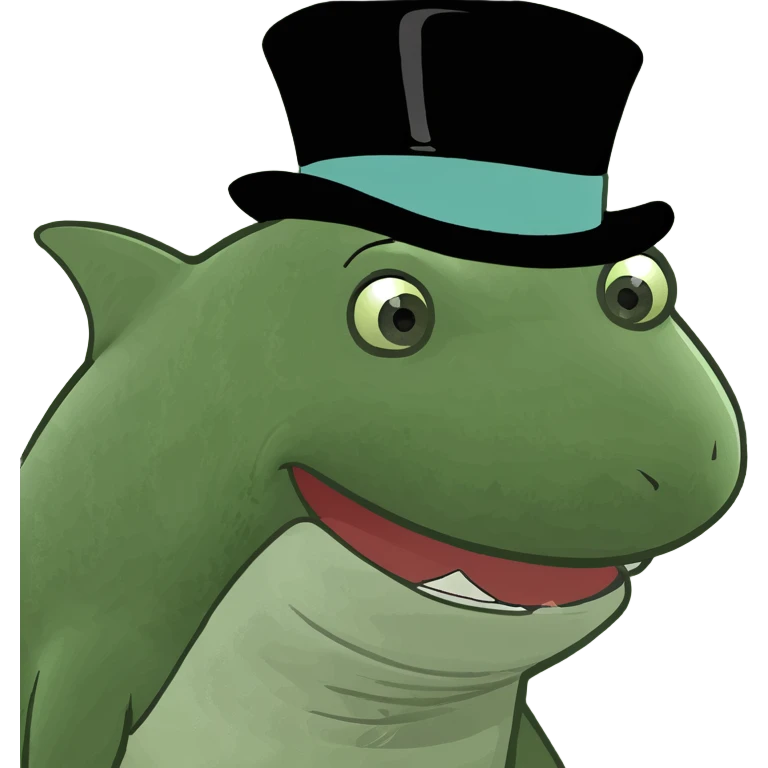 Shark with a top hat emoji