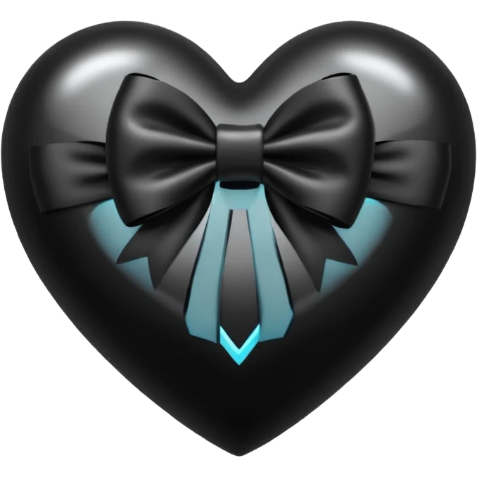 Black heart with black bow, explore emoji