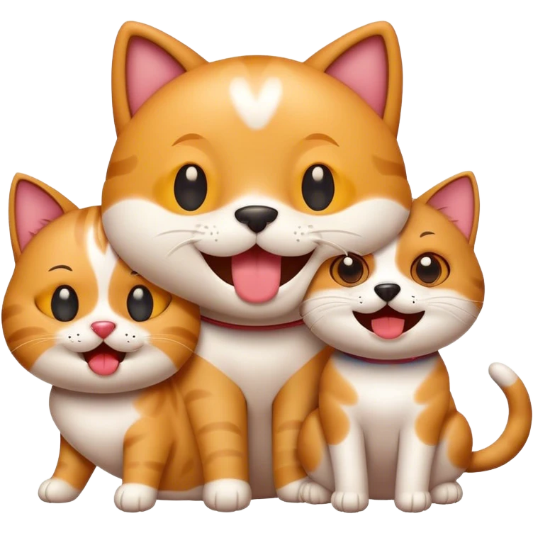 A happy cat emoji + A cool dog emoji emoji