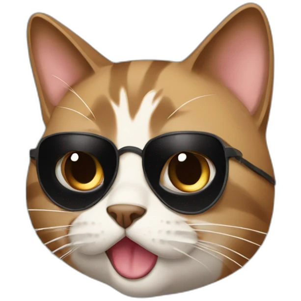 A cute brown and with black hair cat with a blind eye and with long hair and her tongue out emoji
