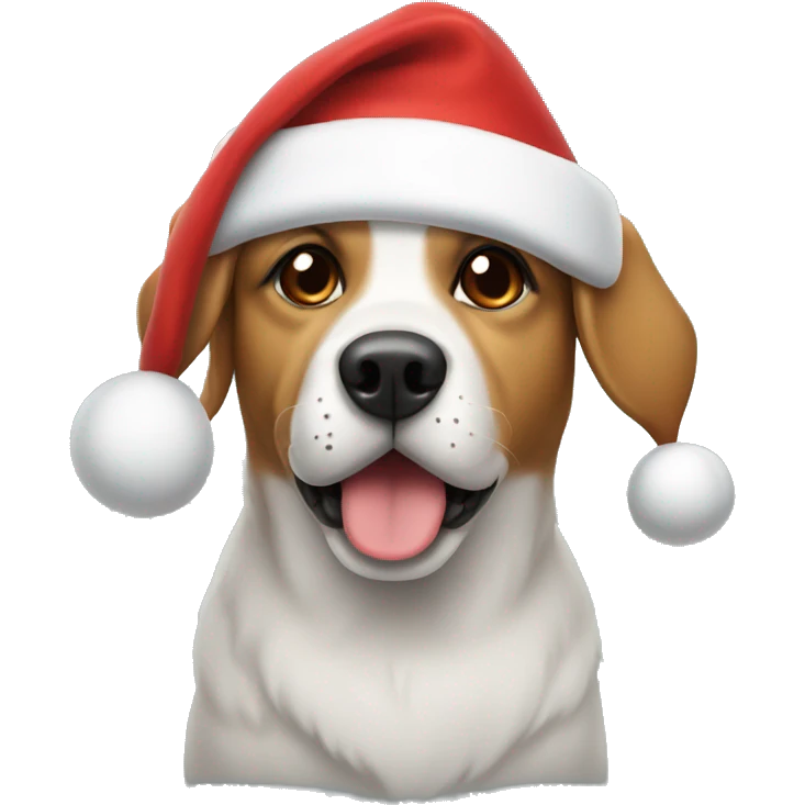 Dog wearing a Santa hat emoji