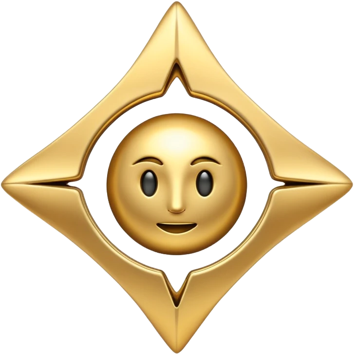 abstract amulet emoji, liquid metal form, symmetrical design, mystical futuristic 3D icon, isolated on white emoji
