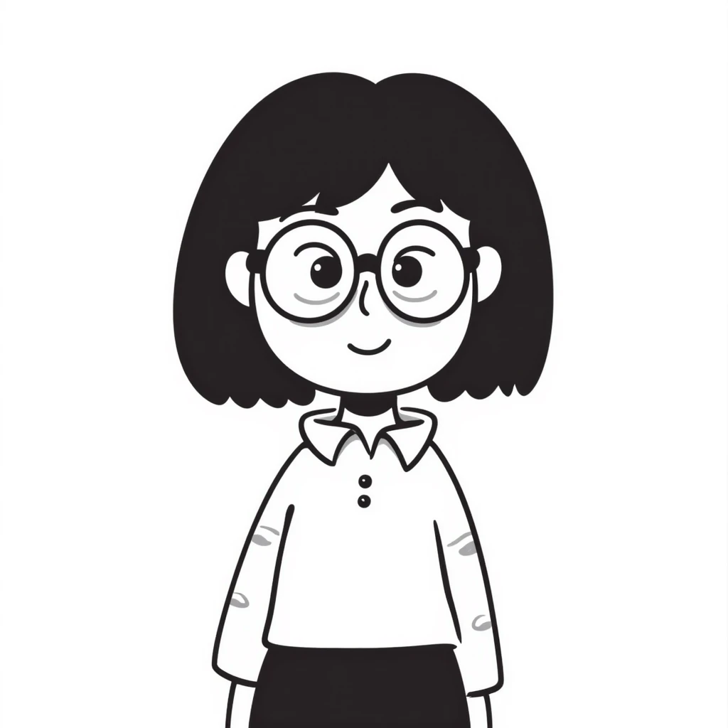 young Vietnamese girl with shoulder-length black hair and glasses emoji