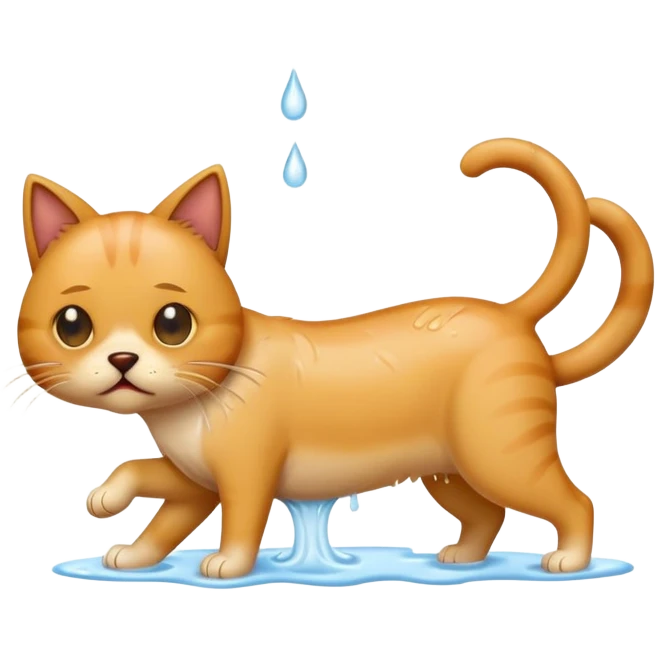 Cat peeing on dog emoji