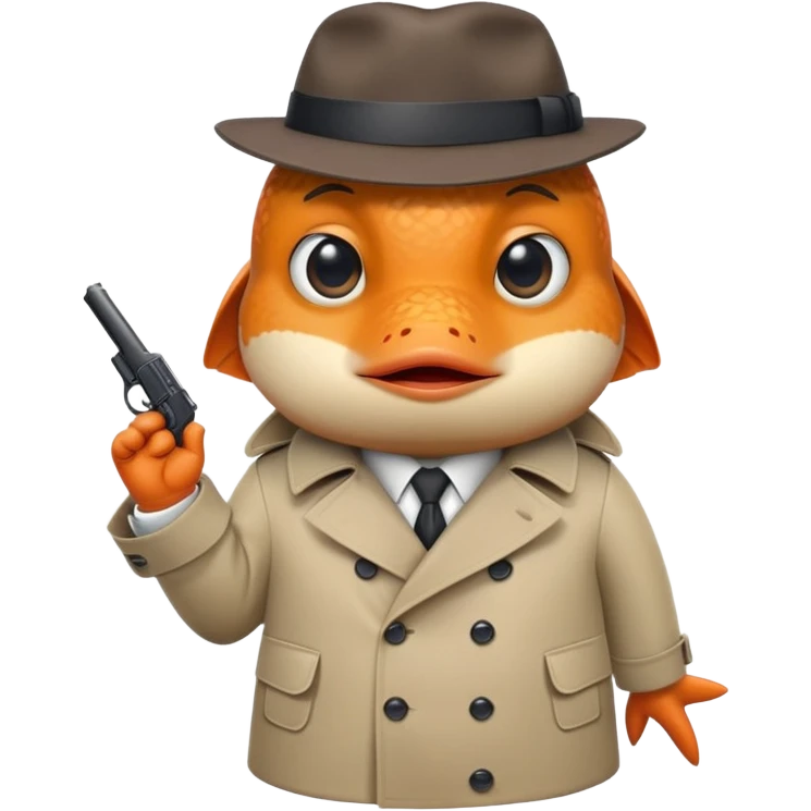 fish dressed as a spy emoji