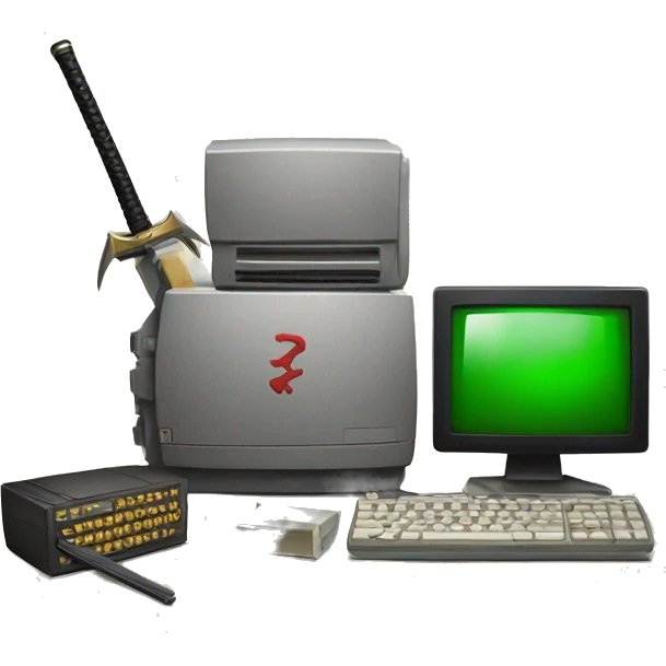 katana and old computer emoji