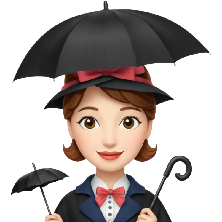 Mary Poppins holds an umbrella in her hand. emoji