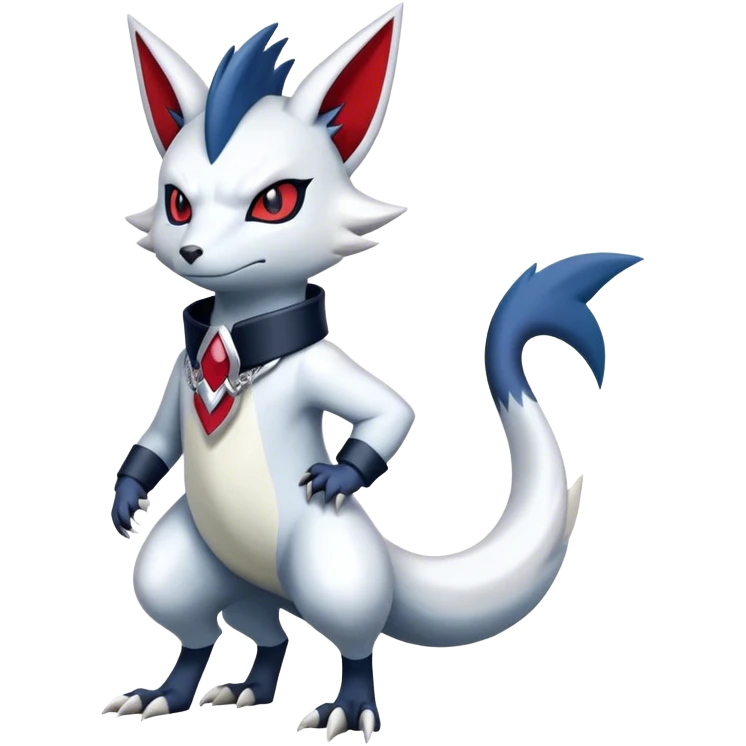 Cool Edgy Nargacuga-Absol-Zangoose-Sneasel-Quilava with a collar on, full body emoji