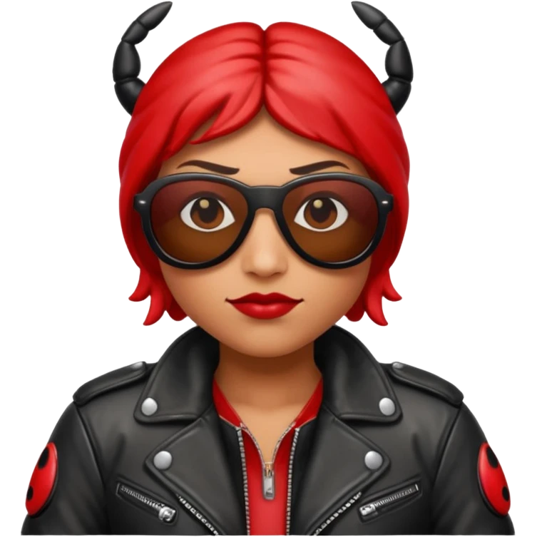a badass ladybug beetle thug with sunglasses and a leather jacket emoji